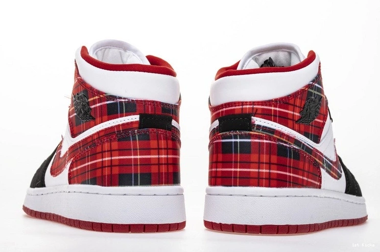 Plaid White Jordan  Mid 1 (GS) 554725-607 0101